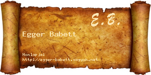Egger Babett névjegykártya